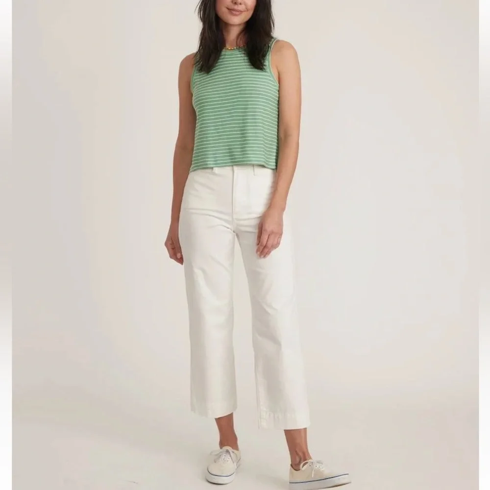 MARINE LAYER Lydia Textured Stripe Tank Jade Sheen